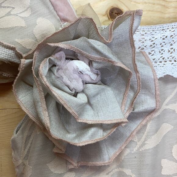 Handmade Prairie Renaissance Peasant Floral Ruffle Lace Tie Back Girls Dress 5/6 - Picture 3 of 9